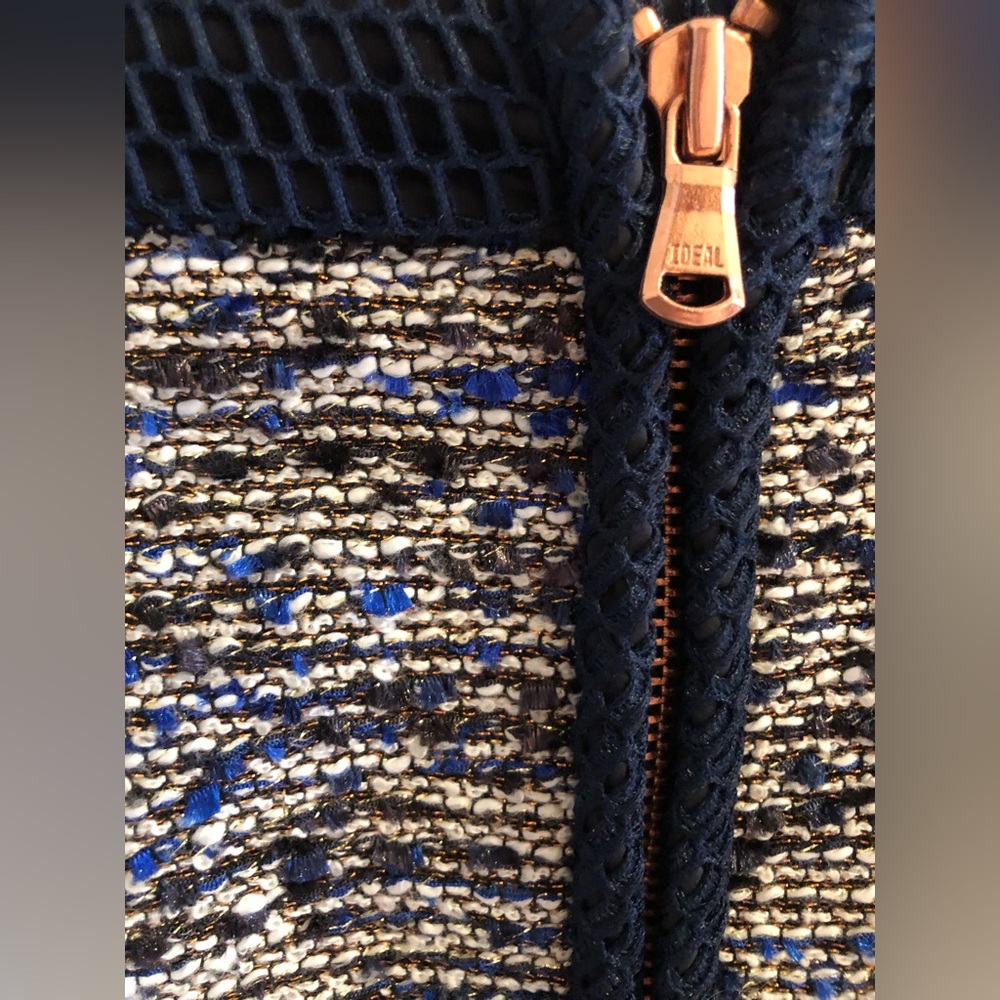 J Crew Navy Metallic Tweed Zip Mini Skirt - Picture 7 of 10
